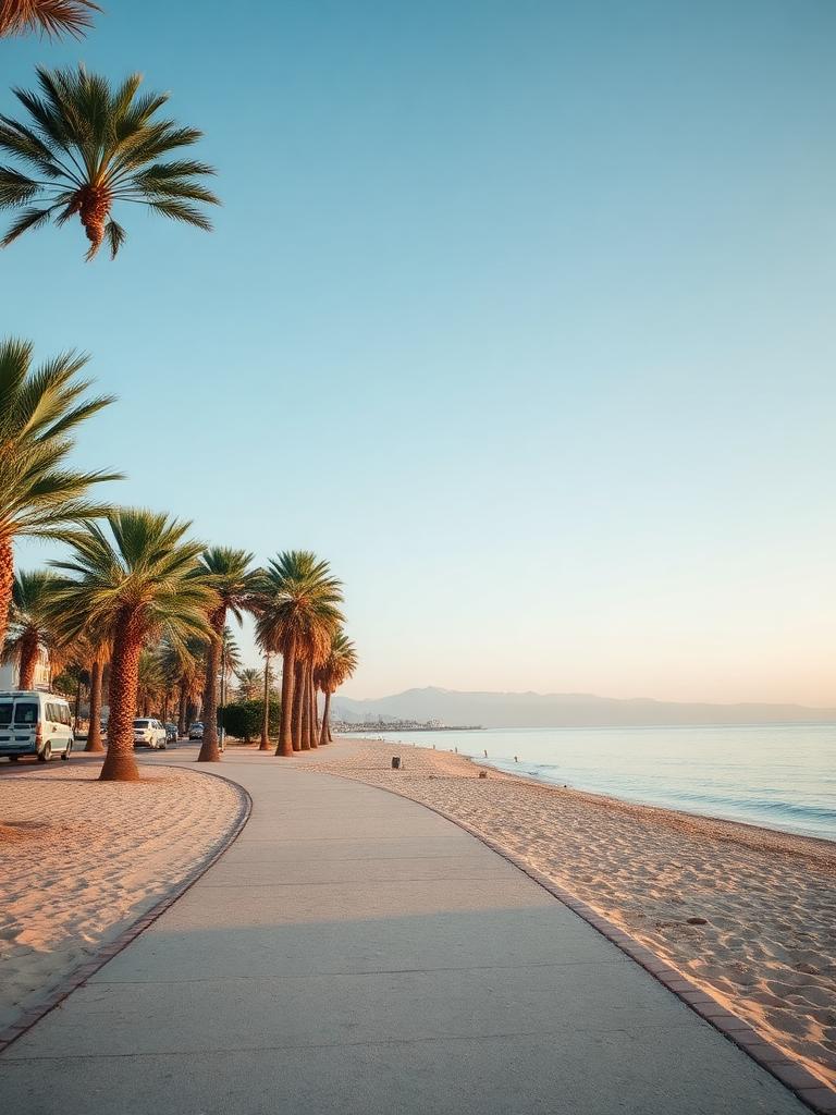 Quiet Antalya seaside walking path